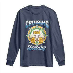 Funny St Patricks Cruise Long Sleeve Shirt Cruising And Boozing Drinking Squad Family Group Matching TS02 Navy Print Your Wear