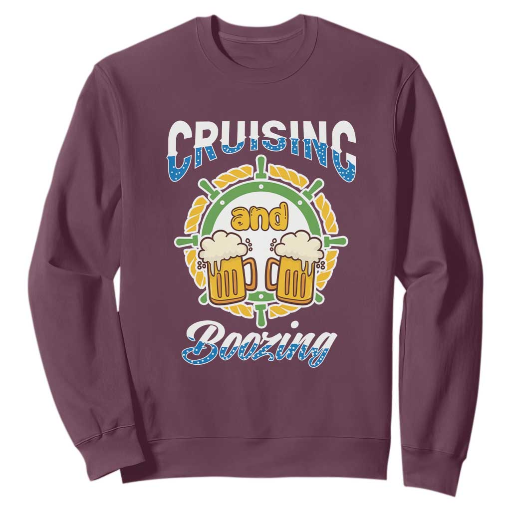 Funny St. Patricks Cruise Sweatshirt Cruising And Boozing Drinking Squad Family Group Matching TS02 Maroon Printyourwear