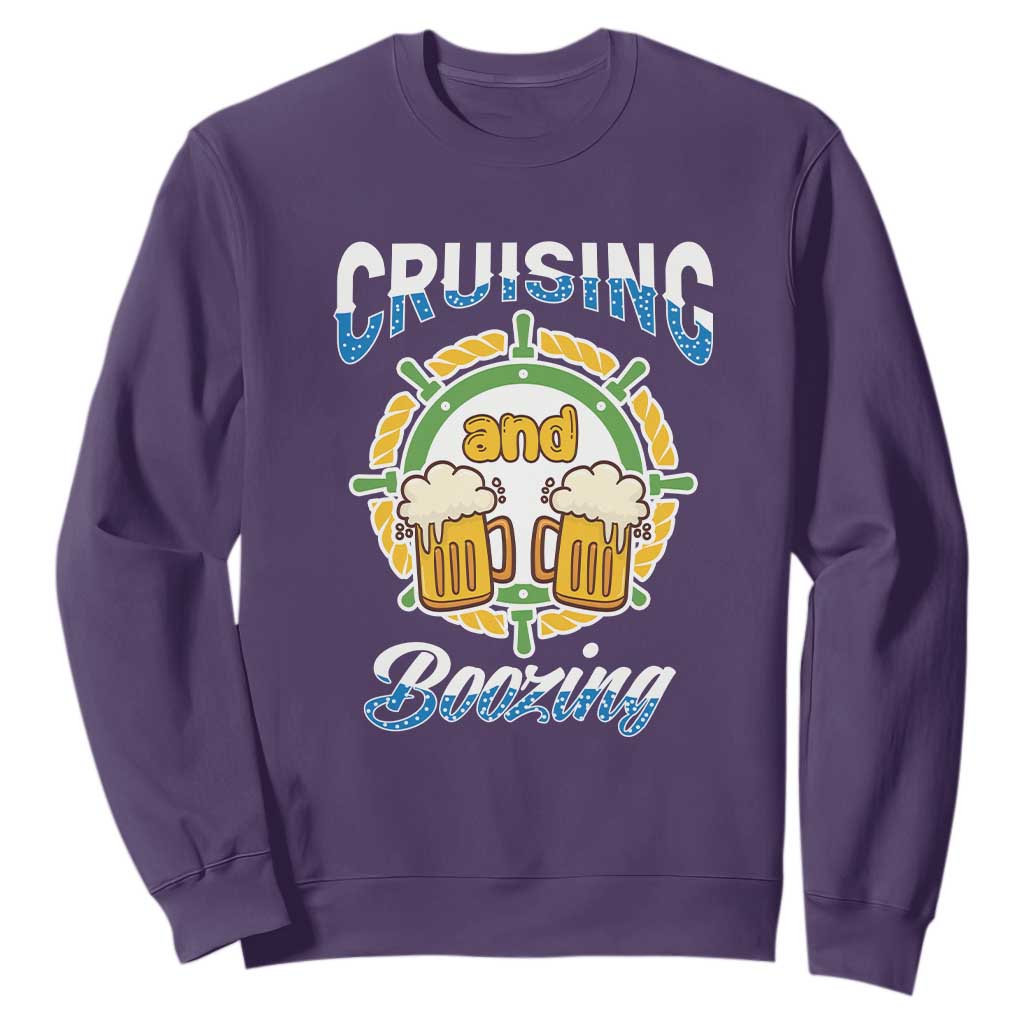 Funny St. Patricks Cruise Sweatshirt Cruising And Boozing Drinking Squad Family Group Matching TS02 Purple Printyourwear