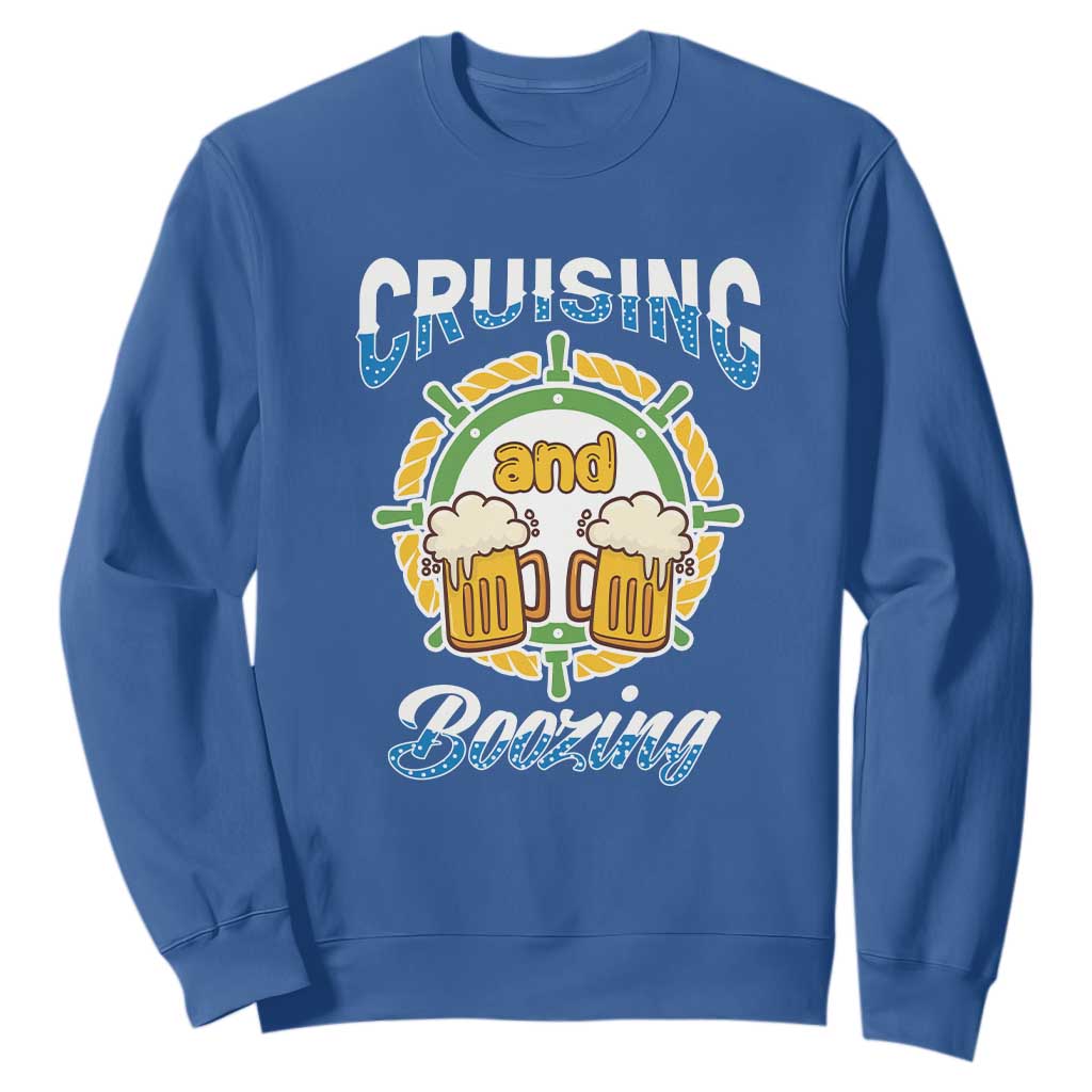 Funny St. Patricks Cruise Sweatshirt Cruising And Boozing Drinking Squad Family Group Matching TS02 Royal Blue Printyourwear