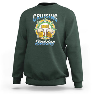 Funny St. Patricks Cruise Sweatshirt Cruising And Boozing Drinking Squad Family Group Matching TS02 Dark Forest Green Printyourwear