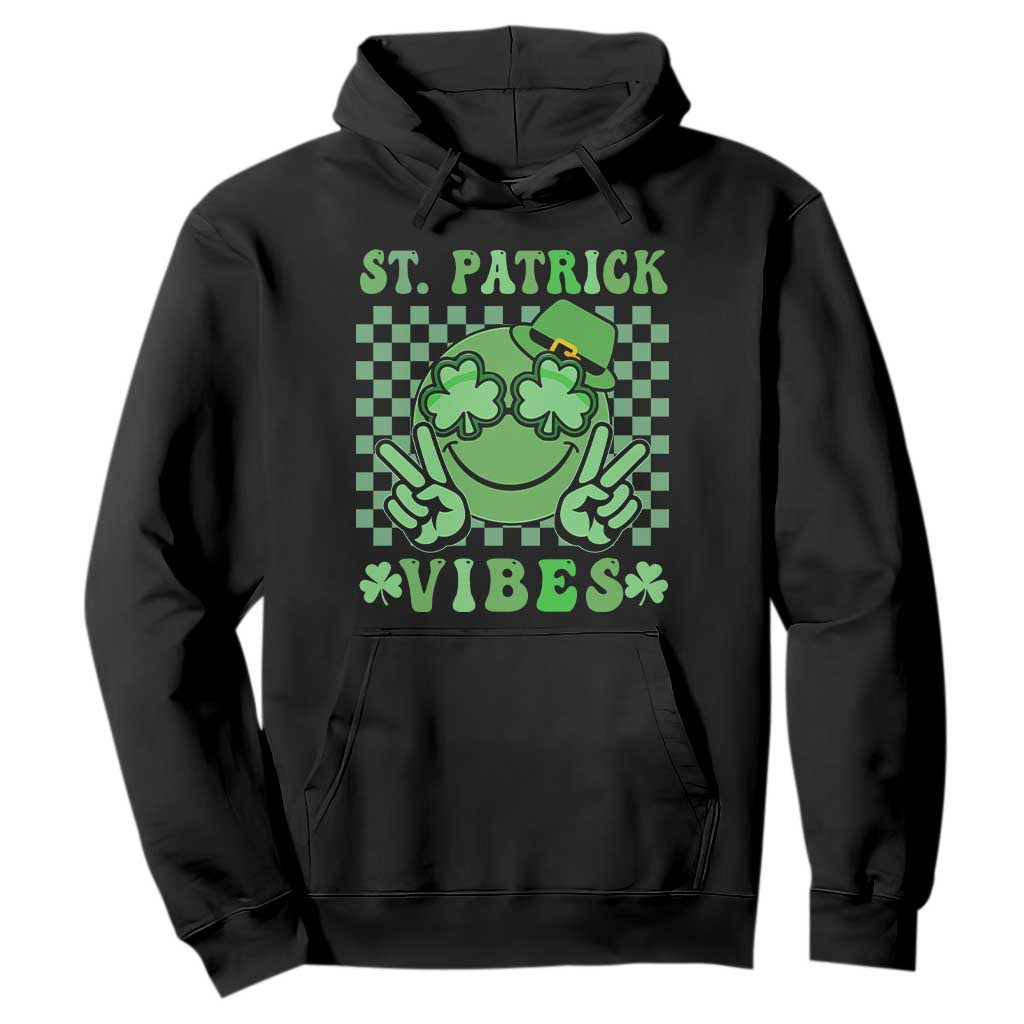 Funny St. Patricks Day Hoodie St Patrick Vibes Retro Groovy TS02 Black Printyourwear
