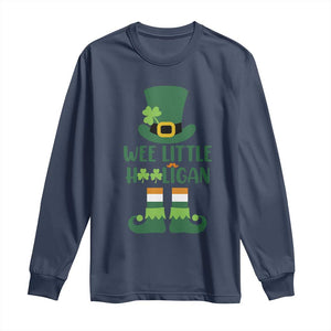 Cute St Patricks Day Long Sleeve Shirt Wee Little Hooligan Leprechaun for Boy Kids TS02 Navy Print Your Wear