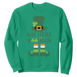 Cute St. Patricks Day Sweatshirt Wee Little Hooligan Leprechaun for Boy Kids TS02 Irish Green Printyourwear