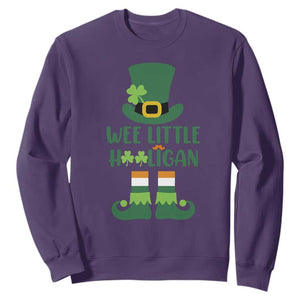 Cute St. Patricks Day Sweatshirt Wee Little Hooligan Leprechaun for Boy Kids TS02 Purple Printyourwear