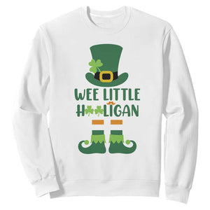 Cute St. Patricks Day Sweatshirt Wee Little Hooligan Leprechaun for Boy Kids TS02 White Printyourwear