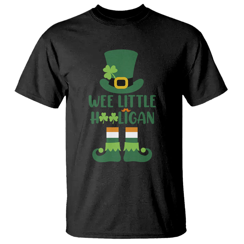 Cute St. Patricks Day T Shirt Wee Little Hooligan Leprechaun for Boy Kids TS02 Black Printyourwear