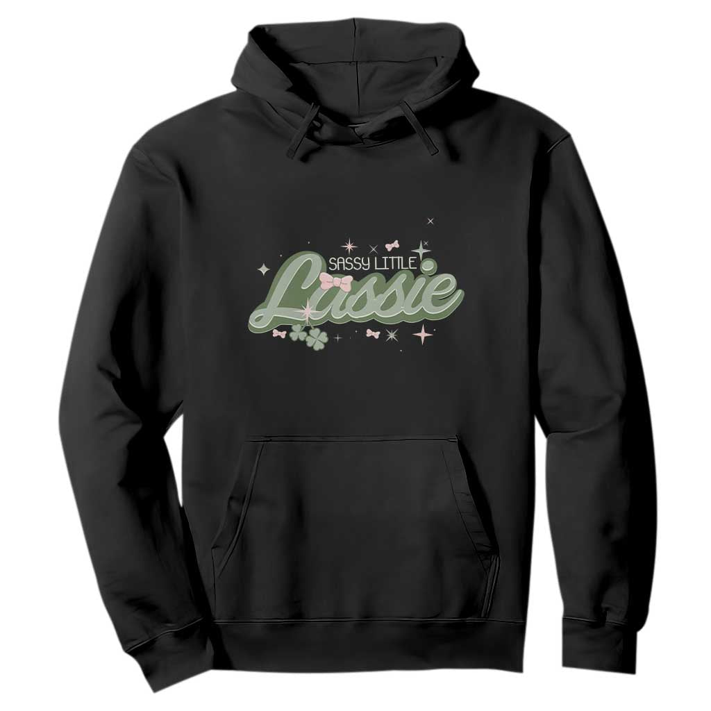 Cute St. Patricks Day Hoodie Sassy Little Lassie for Girl Kids TS02 Black Printyourwear