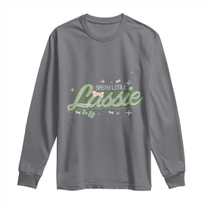 Cute St Patricks Day Long Sleeve Shirt Sassy Little Lassie for Girl Kids TS02 Charcoal Print Your Wear