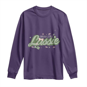 Cute St Patricks Day Long Sleeve Shirt Sassy Little Lassie for Girl Kids TS02 Purple Print Your Wear