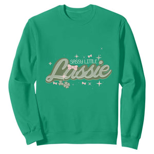 Cute St. Patricks Day Sweatshirt Sassy Little Lassie for Girl Kids TS02 Irish Green Printyourwear