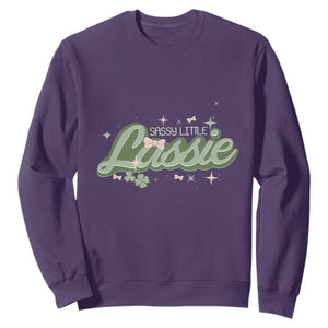 Cute St. Patricks Day Sweatshirt Sassy Little Lassie for Girl Kids TS02 Purple Printyourwear