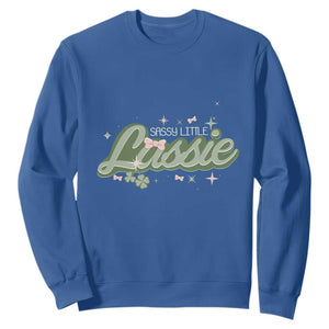 Cute St. Patricks Day Sweatshirt Sassy Little Lassie for Girl Kids TS02 Royal Blue Printyourwear