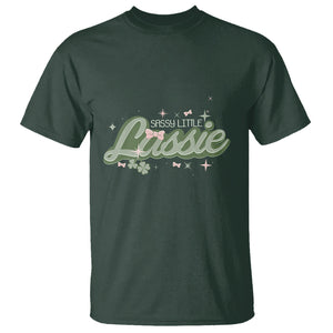 Cute St. Patricks Day T Shirt Sassy Little Lassie for Girl Kids TS02 Dark Forest Green Printyourwear