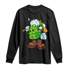 Funny St Patricks Day Drinking Long Sleeve Shirt Irish Beer Ireland Flag TS02 Black Print Your Wear