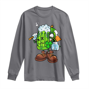 Funny St Patricks Day Drinking Long Sleeve Shirt Irish Beer Ireland Flag TS02 Charcoal Print Your Wear