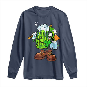 Funny St Patricks Day Drinking Long Sleeve Shirt Irish Beer Ireland Flag TS02 Navy Print Your Wear