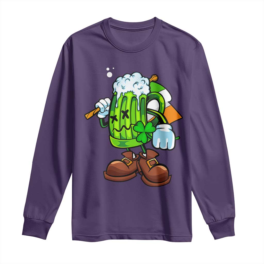 Funny St Patricks Day Drinking Long Sleeve Shirt Irish Beer Ireland Flag TS02 Purple Print Your Wear