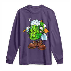 Funny St Patricks Day Drinking Long Sleeve Shirt Irish Beer Ireland Flag TS02 Purple Print Your Wear