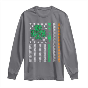 Irish Pride Long Sleeve Shirt Celtic Knot Ireland Flag Shamrock St. Patricks Day TS02 Charcoal Print Your Wear