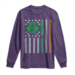 Irish Pride Long Sleeve Shirt Celtic Knot Ireland Flag Shamrock St. Patricks Day TS02 Purple Print Your Wear