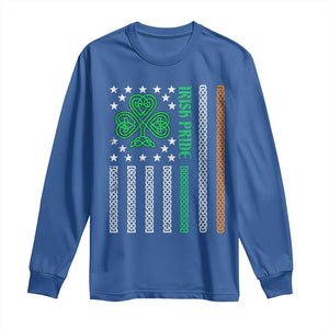 Irish Pride Long Sleeve Shirt Celtic Knot Ireland Flag Shamrock St. Patricks Day TS02 Royal Blue Print Your Wear