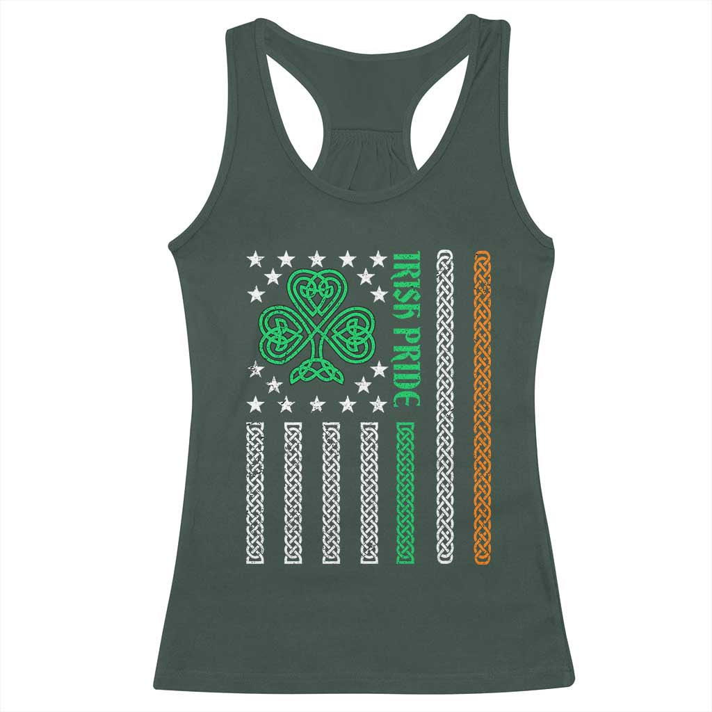 Irish Pride Racerback Tank Top Celtic Knot Ireland Flag Shamrock St. Patricks Day TS02 Dark Forest Green Print Your Wear