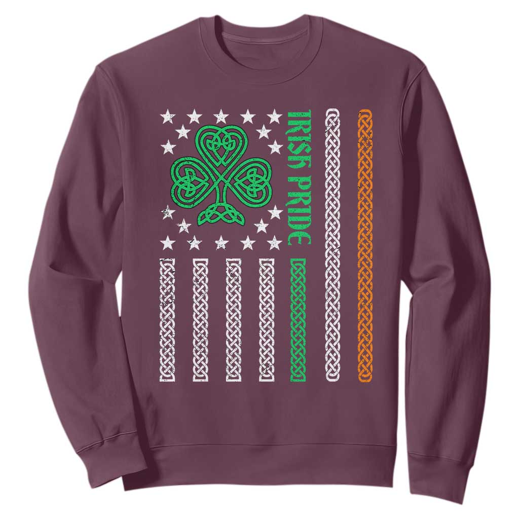 Irish Pride Sweatshirt Celtic Knot Ireland Flag Shamrock St. Patricks Day TS02 Maroon Printyourwear
