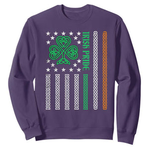 Irish Pride Sweatshirt Celtic Knot Ireland Flag Shamrock St. Patricks Day TS02 Purple Printyourwear