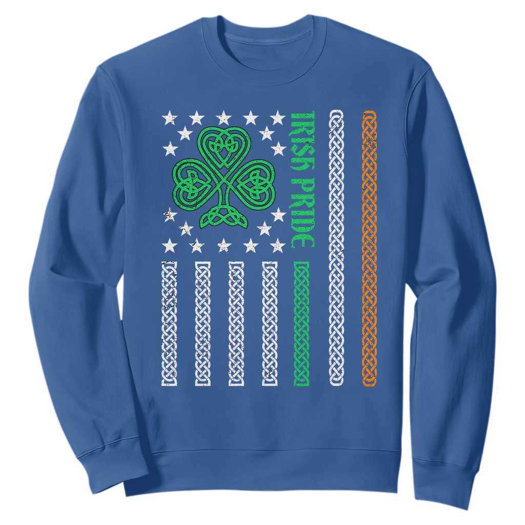 Irish Pride Sweatshirt Celtic Knot Ireland Flag Shamrock St. Patricks Day TS02 Royal Blue Printyourwear