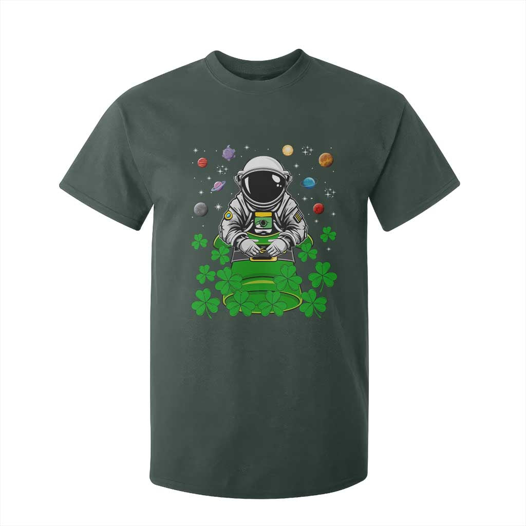 Funny St Patricks Day Astronaut T Shirt For Kid Outer Space Leprechaun TS02 Dark Forest Green Print Your Wear