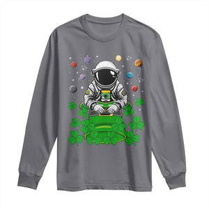 Funny St Patricks Day Astronaut Long Sleeve Shirt Outer Space Leprechaun TS02 Charcoal Print Your Wear