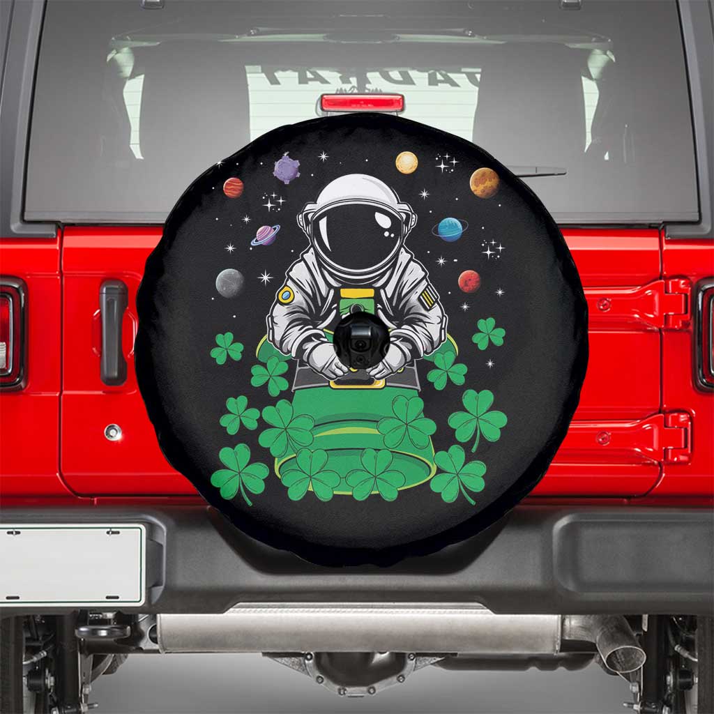 Funny St Patricks Day Astronaut Spare Tire Cover Outer Space Leprechaun TS02 Black Print Your Wear