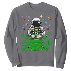 Funny St. Patricks Day Astronaut Sweatshirt Outer Space Leprechaun TS02 Charcoal Printyourwear