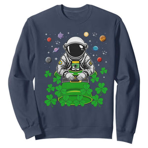Funny St. Patricks Day Astronaut Sweatshirt Outer Space Leprechaun TS02 Navy Printyourwear