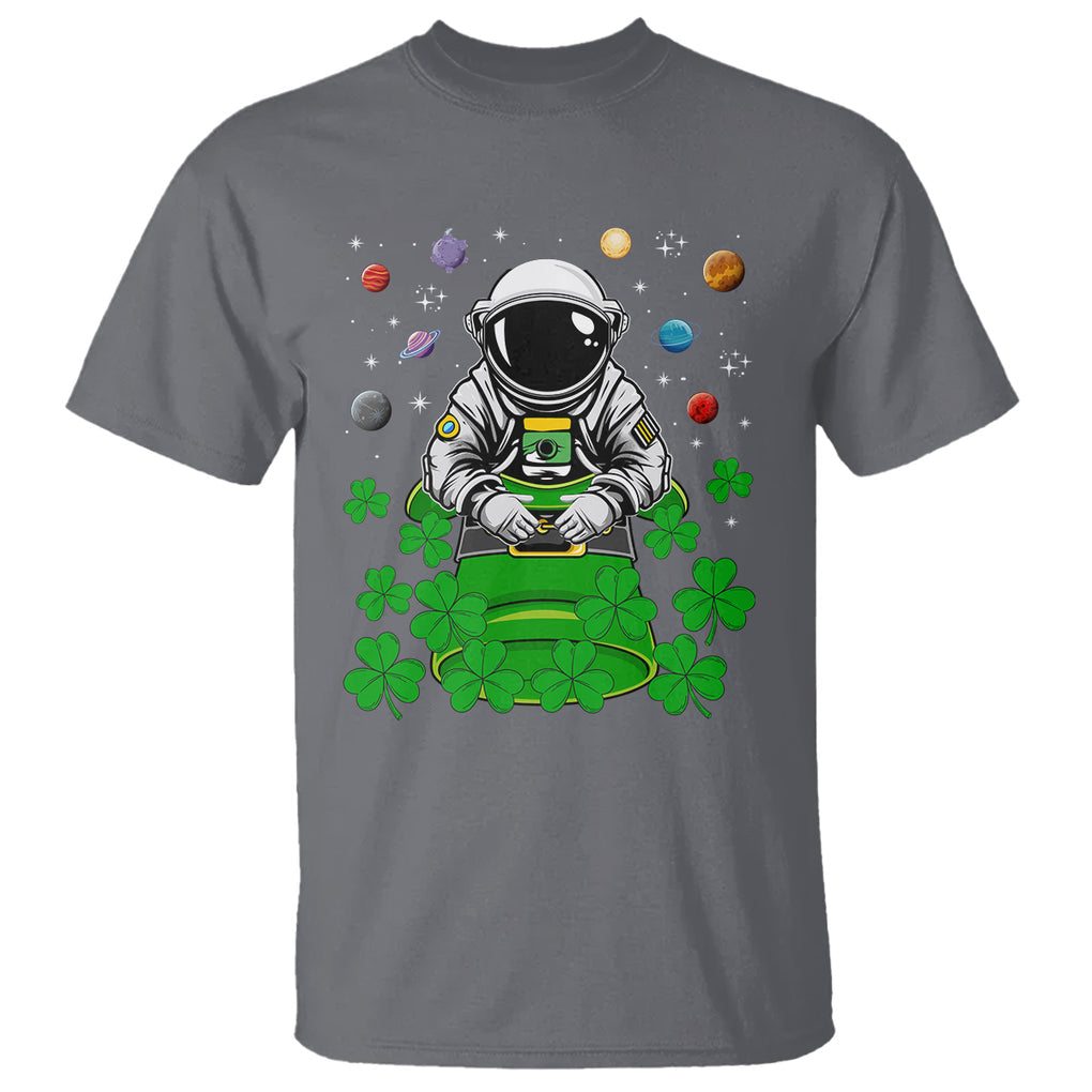 Funny St. Patricks Day Astronaut T Shirt Outer Space Leprechaun TS02 Charcoal Printyourwear