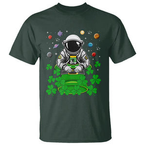 Funny St. Patricks Day Astronaut T Shirt Outer Space Leprechaun TS02 Dark Forest Green Printyourwear