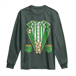 Funny St Patricks Day Long Sleeve Shirt Leprechaun Costume for Boys Kids Men TS02 Dark Forest Green Print Your Wear