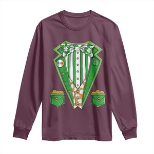 Funny St Patricks Day Long Sleeve Shirt Leprechaun Costume for Boys Kids Men TS02 Maroon Print Your Wear