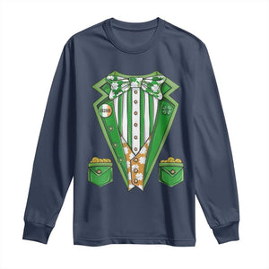 Funny St Patricks Day Long Sleeve Shirt Leprechaun Costume for Boys Kids Men TS02 Navy Print Your Wear