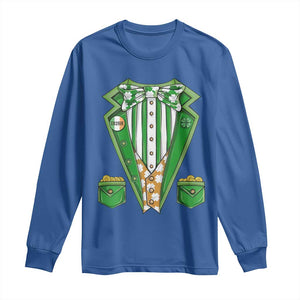 Funny St Patricks Day Long Sleeve Shirt Leprechaun Costume for Boys Kids Men TS02 Royal Blue Print Your Wear