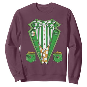 Funny St. Patricks Day Sweatshirt Leprechaun Costume for Boys Kids Men TS02 Maroon Printyourwear