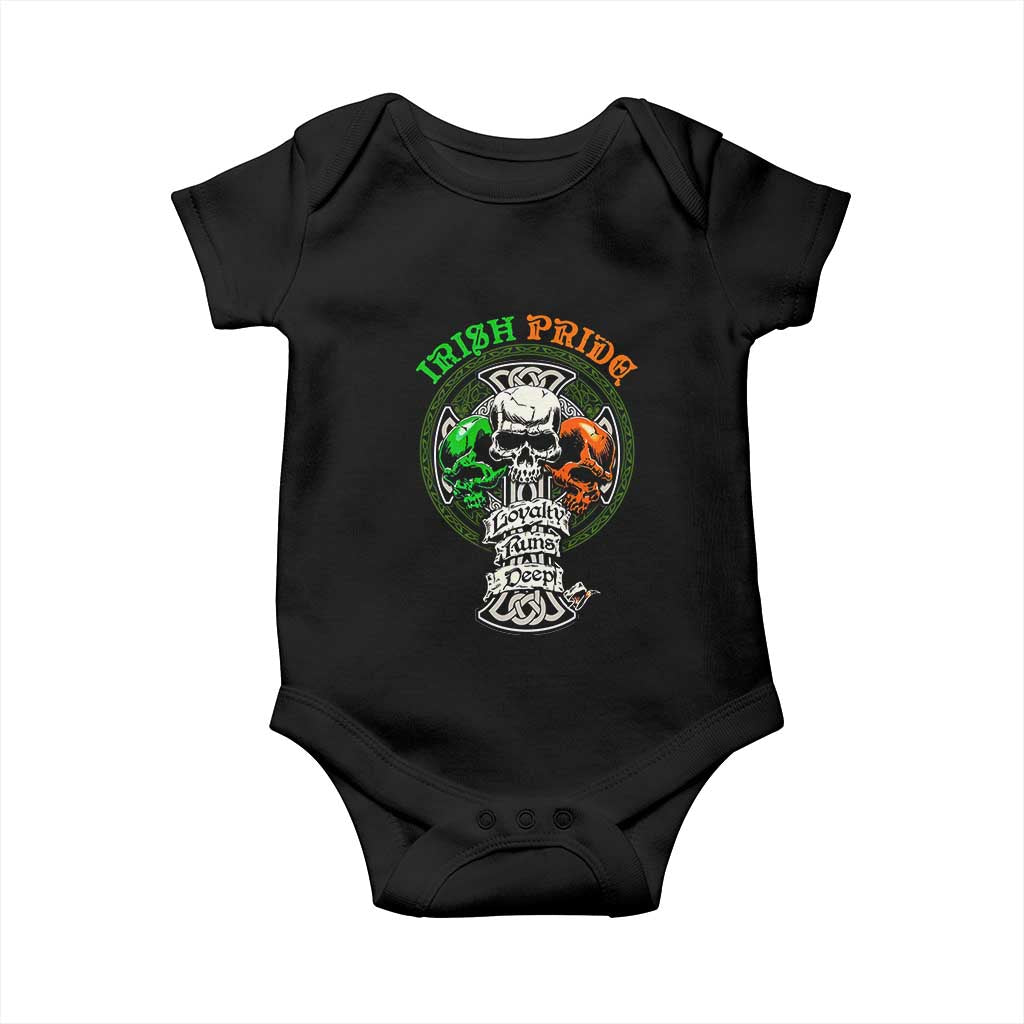 Irish Pride Skull Baby Onesie Celtic Cross Ireland Flag St. Patricks Day TS02 Black Print Your Wear