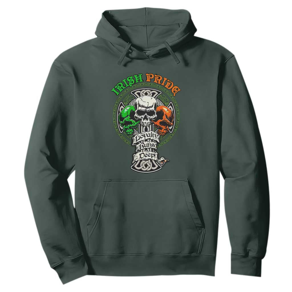 Irish Pride Skull Hoodie Celtic Cross Ireland Flag St. Patricks Day TS02 Dark Forest Green Printyourwear