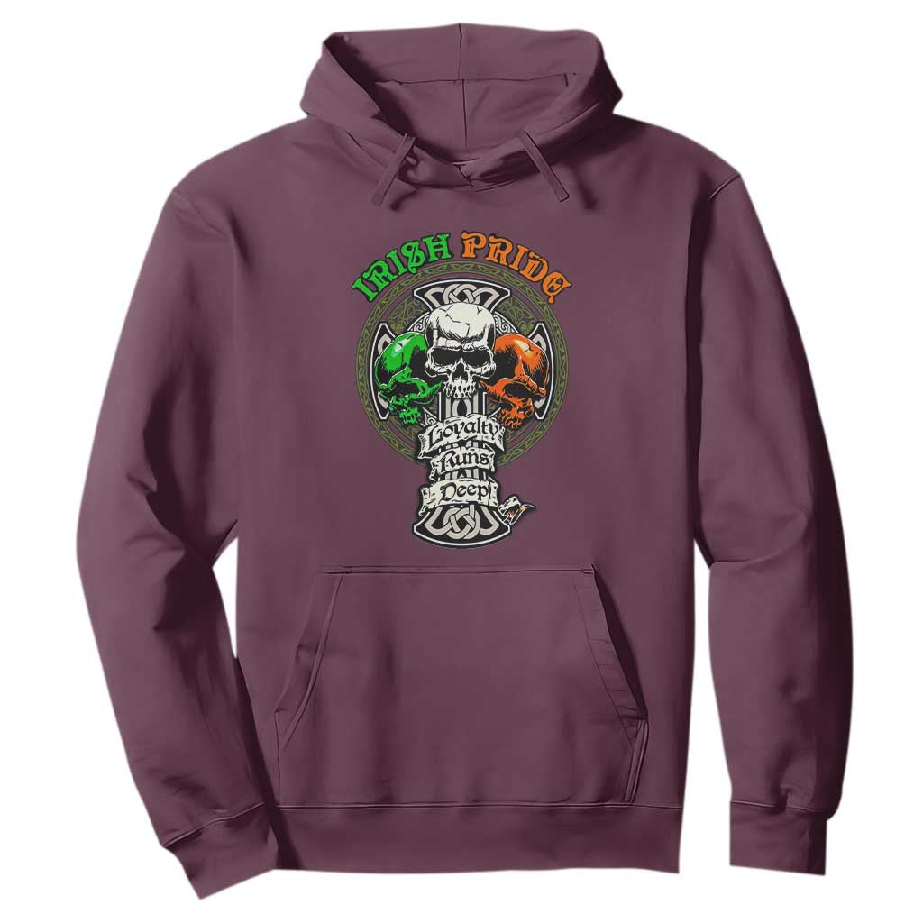 Irish Pride Skull Hoodie Celtic Cross Ireland Flag St. Patricks Day TS02 Maroon Printyourwear