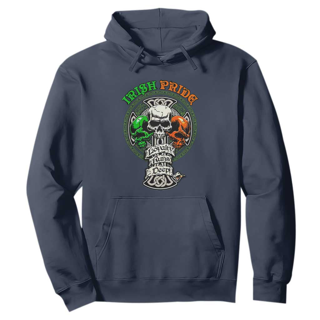 Irish Pride Skull Hoodie Celtic Cross Ireland Flag St. Patricks Day TS02 Navy Printyourwear