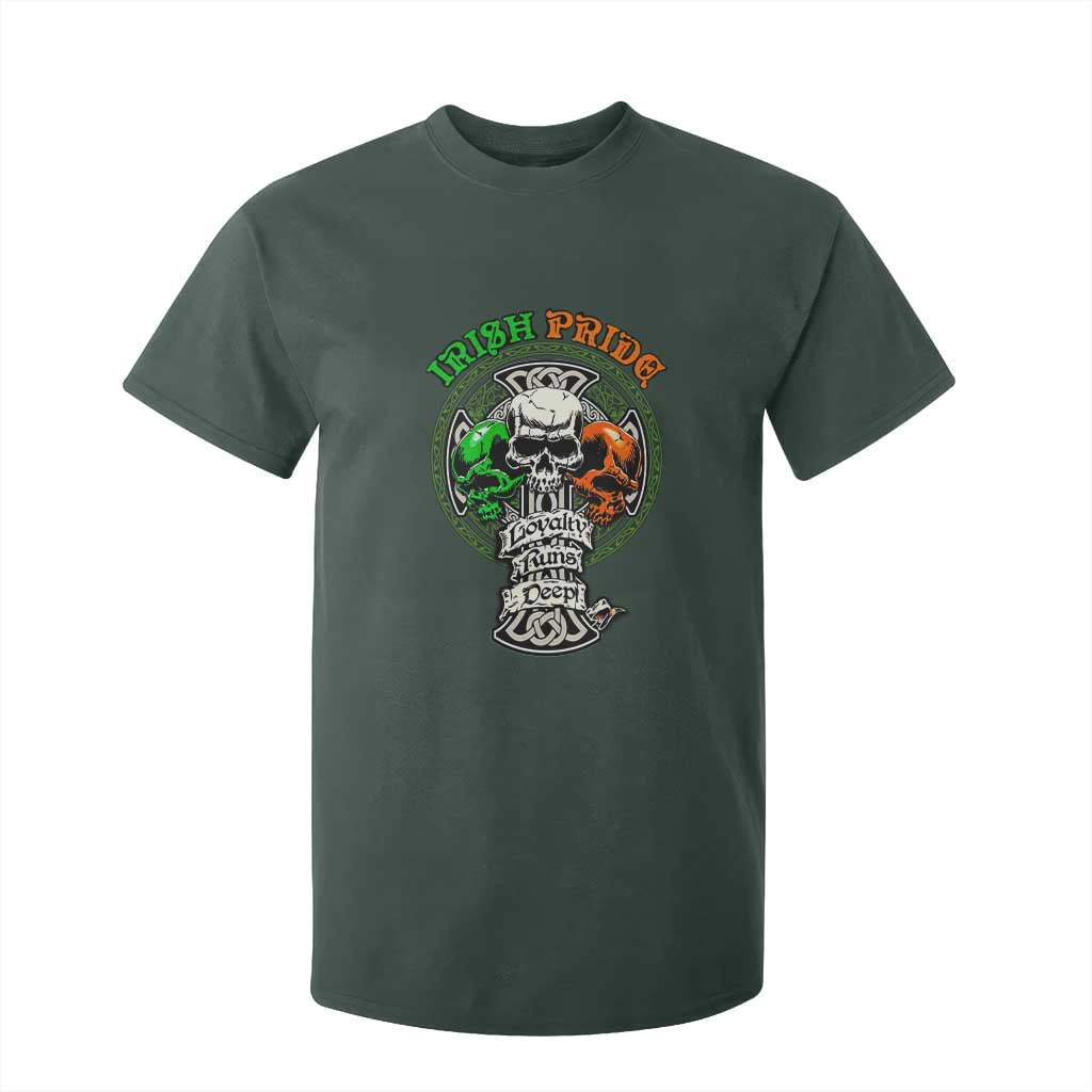 Irish Pride Skull T Shirt For Kid Celtic Cross Ireland Flag St. Patricks Day TS02 Dark Forest Green Print Your Wear