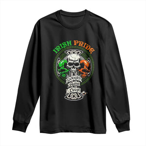 Irish Pride Skull Long Sleeve Shirt Celtic Cross Ireland Flag St. Patricks Day TS02 Black Print Your Wear