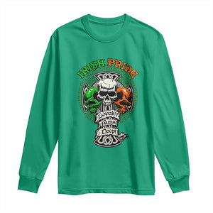 Irish Pride Skull Long Sleeve Shirt Celtic Cross Ireland Flag St. Patricks Day TS02 Irish Green Print Your Wear