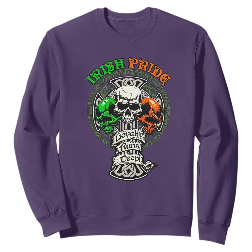 Irish Pride Skull Sweatshirt Celtic Cross Ireland Flag St. Patricks Day TS02 Purple Printyourwear